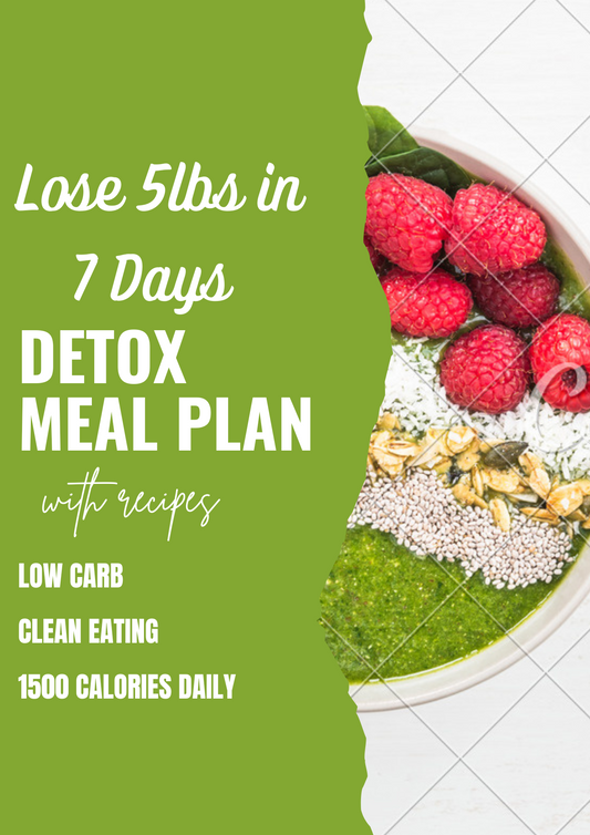 Lose 5lbs in 7 days- 7 Day Detox Meal Plan (PDF, Instant Download)